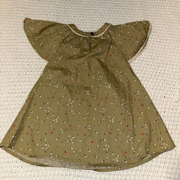 LA FAUTE A VOLTAIRE BUTTERFLY floral butterfly sleeve Khaki green 2T - Picture 5 of 8